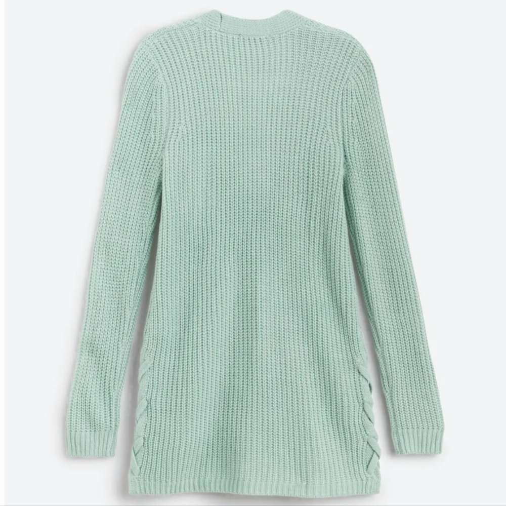 LOVE ELLIE Audra Side Lace Up Detail Textured Cardigan, Sage Green, Women's L - Picture 2 of 12